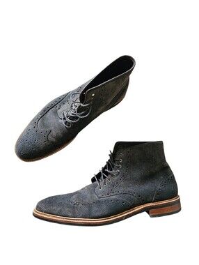 Gordon Rush Dark Gray Suede Wingtip Oxford Classic Boots Size 11